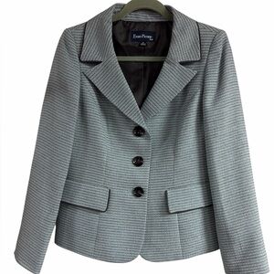 Evan Picone Women's Striped Greenish/Gray 2pc Suit